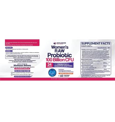 Probióticos RAW Orgánicos para Mujer 100 billion, 30 caps