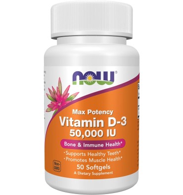 Vitamina D3 (50,000 IU) Máxima Potencia. 50 caps