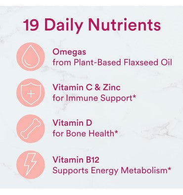 Multivitamínico y Omegas para Mujer, libre de azúcar. 60 gomitas.