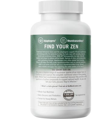 Mezcla de Hongos Relax, Reishi, Aswaghandha, Gaba, Magnesio. 90 unidades