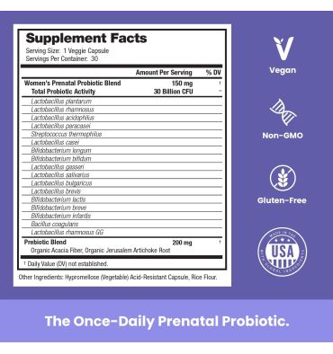 Probióticos y Prebióticos  Prenatal 30 billones, apoyo para Mamá y Bebe. 30 caps