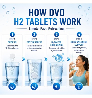DVO, Tabletas de Agua con Hidrógeno, Electrolitos y Magnesio. 45 tabs