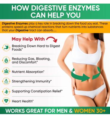 Enzimas Digestivas, Prebióticos y Probióticos. 180 caps.