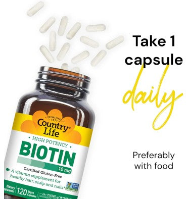 Biotin de Alta Potencia 10 mg. 60 y 120 tabs