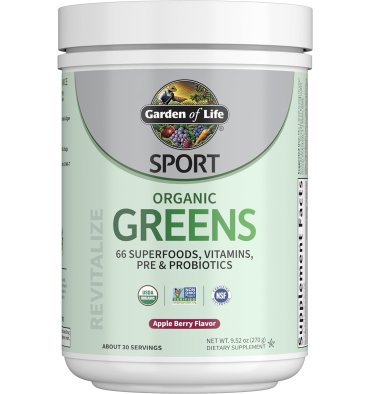 Organic Greens con Hongos, Pre y Probióticos y Vitaminas sabor Manzana. 270 gr.