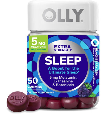 OLLY, Extra Strength Sleep, soporte descanso nocturno 5, sabor Zarzamora. 50, 70 y 90 gomitas