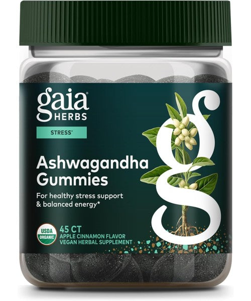 Gaia Herbs, Ashwagandha sabor manzana y canela. 45 y 81 gomitas