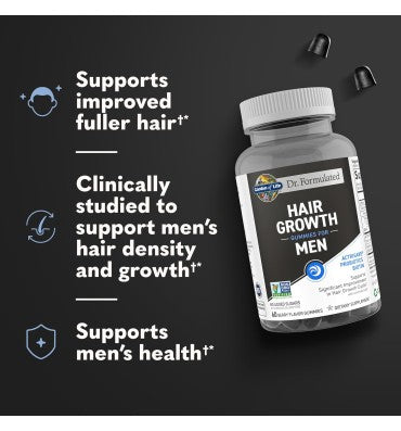 Men's Hair Growth Gummies with Biotin & Extracts sabor Berries. 60 gomitas