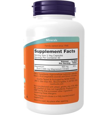 Citrato de Magnesio 400 mg. 120 Veg caps