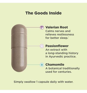 Rest Adaptógeno Valeriana, Passiflora y Manzanilla. Libre de Melatonina  30 caps
