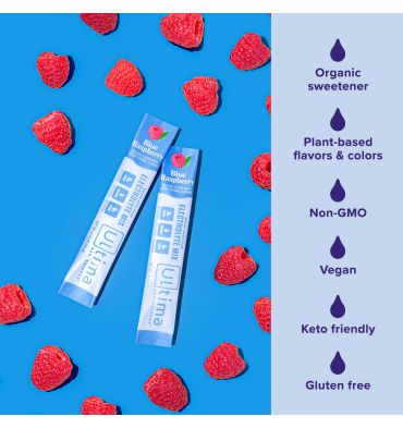 Electrolitos Veganos Sin Azúcar, Sin Calorías, sabor Frambuesa Azul