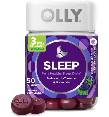 OLLY, Sleep, soporte descanso nocturno sabor Mora. 50, 70 y 90 gomitas