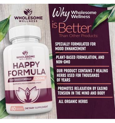 Happy Formula, Alivia el Estrés y Depresión, 60 Caps.