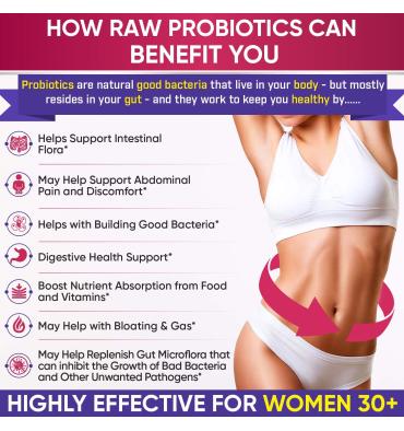 Probióticos RAW Orgánicos para Mujer 100 billion, 30 caps