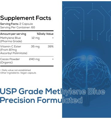 Azul de Metileno Grado farmacéutico. 120 caps.