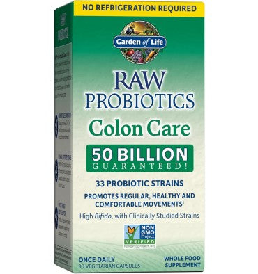 Probióticos Raw Cuidado para el Cólon, 50 billones. 30 Vcaps