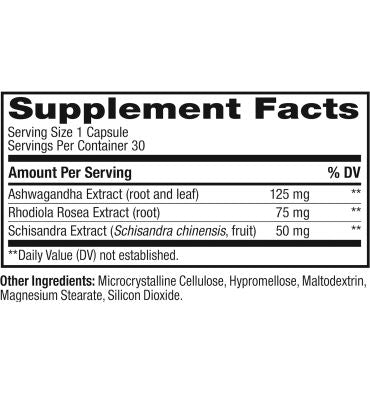 Chill Adaptógeno Ashwaghandha, Rhodiola y Shisandra. 30 caps