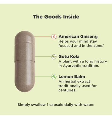 Focus Adaptógeno Ginseg, Gotu Kola y Lemon Balm. 30 caps