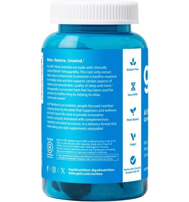 Goli, Ashwagandha KSM-66 y Vitamina D3. 60 Gummies