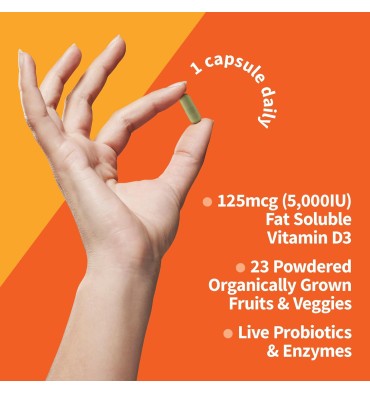 Vitamina D3 RAW 5,000 IU Vegana. 60 Vcaps