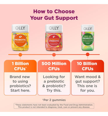 OLLY, Prebiotic and Probiotic, soporte sistema Digestivo sabor Durazno. 30 y 60 gomitas