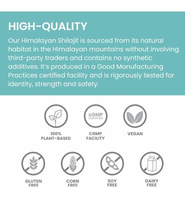 Shilajit Resin with Fulvic Acid. 60 caps