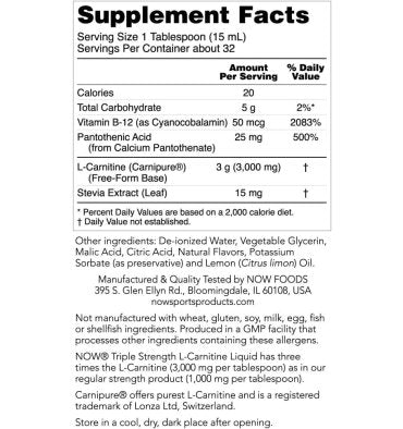 L Carnitina líquida 3000 mg, sabor Cítricos, 473 ml.