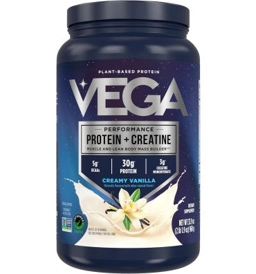 Proteína Vegana (30 gr) + Creatina Monohidratada (3 gr) sabor Vainilla Cremosa. 2 opciones