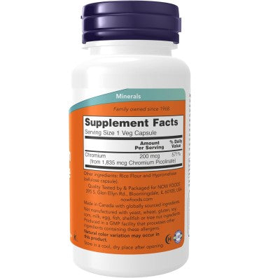 Picolinato de Cromo 200 mg. 100 vcaps