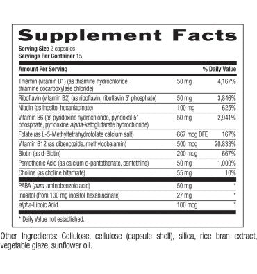 Coenzyma Complejo Vitamina B. 30, 60 y 120 tabs