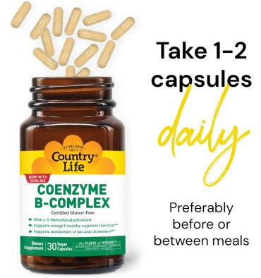 Coenzyma Complejo Vitamina B. 30, 60 y 120 tabs