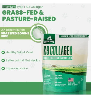 K9 Péptidos de Colágeno Grass Fed con Biotina para Perros.284.5 gr