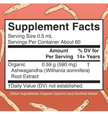 Ashwagandha líquida Orgánica, 30 ml.