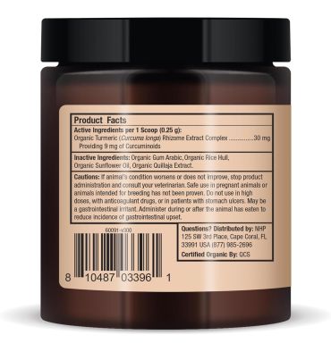 Cúrcuma Orgánica para Perros y Gatos. 75 gr.