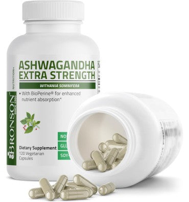 Bronson, Ashwagandha Extra Fuerte. 4 tamaños