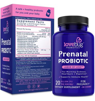 Probióticos Prenatal 20 billones, Acidez, Nauseas y Digestión. 30 caps.
