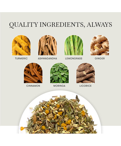 Luxmi, Té de Ashwagandha con Cúrcuma y Hierbas Orgánicas, 50 tazas. 100gr.