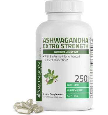 Bronson, Ashwagandha Extra Fuerte. 4 tamaños