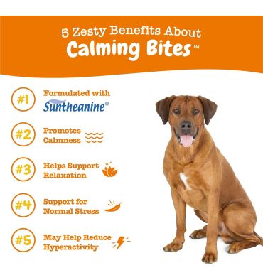 Calming Bites, Alivio de Ansiedad Natural para Perros sabor Pavo. 90 chews.