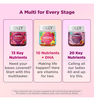 Olly, Multivitamínico para Mujer +40, sabor Fresa Durazno. 120 gomitas.