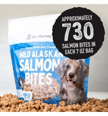 Wild Alaskan Salmon Bites Freeze Dried Dog Treats. 7 oz.