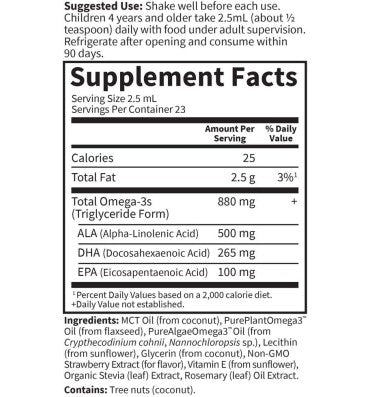 Omega 3 líquido para Niños, sabor Fresa, 57.5 ml.