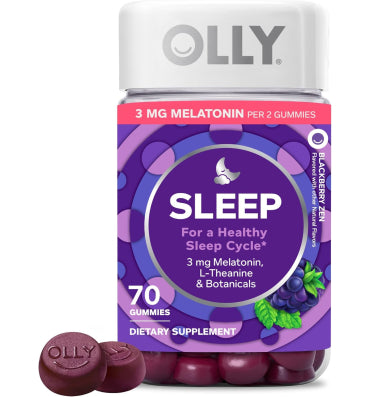 OLLY, Sleep, soporte descanso nocturno sabor Mora. 50, 70 y 90 gomitas
