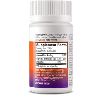 Immunity Sleep, Disuelve rápido 3 mg Melatonina, sabor Cítrico. 30 unidades