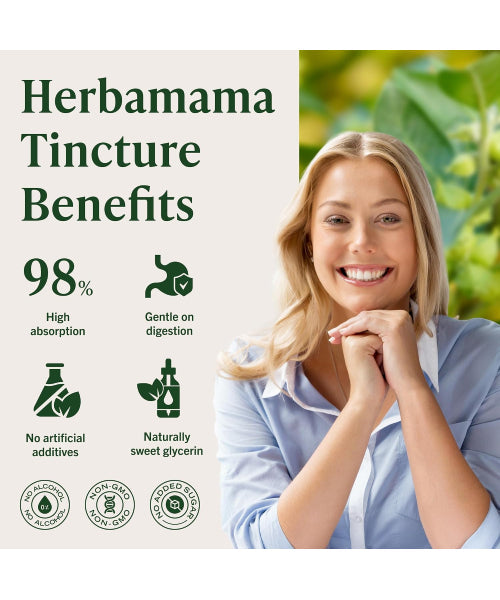 Herbamama, Raíz de Ashwagandha líquida para Mujer. 60 y 120 ml.
