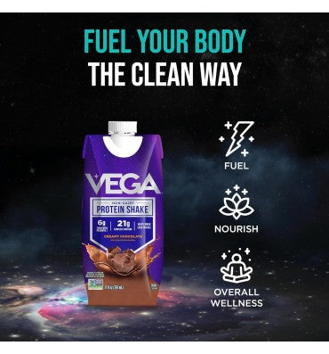 Vega Sport, Proteína Vegana Lista para Tomar sabor Chocolate Cremoso, libre de lactosa 330 ml. 12 pack