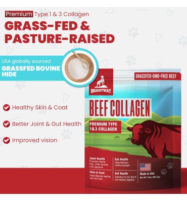 Péptidos de Colágeno Natural de Bovino Grass Fed, tipo I y III, para Perros. 283.5 gr