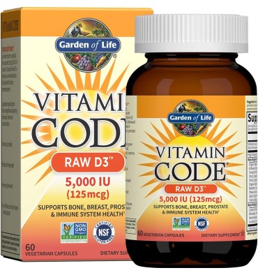 Vitamina D3 RAW 5,000 IU Vegana. 60 Vcaps