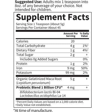 Raíz de Maca Orgánica en Polvo, 225 gr.
