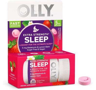 Tabletas de Disolución Rápida para dormir Extra Fuerte, 5 mg de Melatonina, Fresa. 30 tabs